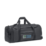 Grote tas voor sport of reizen met compartimenten en riem kleur zwart weergave met bedrukking