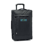 Trolley bedrukken met stevige basis en dubbel compartiment RPET 600D kleur zwart weergave met bedrukking