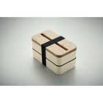 2-laags gerecyclede PP lunchbox met afscheider en bestek 2x400ml kleur beige
