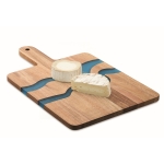 Serveerplank bedrukken van acaciahout met blauw epoxyharsdetail kleur hout tweede weergave