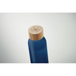Gekleurde glazen fles met matte afwerking en bamboe dop 500ml kleur doorzichtig blauw