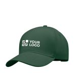 Baseball cap bedrukken van dik katoen, maat 7 1/4, 260 g/m2 kleur donkergroen weergave met bedrukking