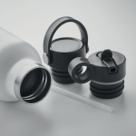 Lekvrije drinkfles 700 ml inclusief 2 verwisselbare doppen en rietje kleur wit