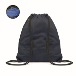 Reflecterende rugzakken met logo met dikke touwen en ritsvak kleur blauw