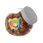Medium glazen snoeppot gevuld met diverse jelly beans 900ml kleur wit