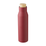 Lekvrije thermosfles van roestvrij staal met bamboedop 500ml kleur bordeaux vijfde weergave