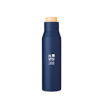 Lekvrije thermosfles van roestvrij staal met bamboedop 500ml kleur marineblauw met jouw bedrukking