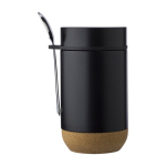 Stalen pot met lepel en kurken bodem 400ml ToGo Jar kleur zwart eerste weergave