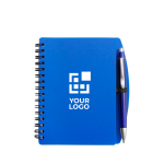 Hardcover notitieboekje met bijpassende pen A6-formaat kleur blauw met jouw bedrukking