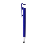 Metallic tactiele pen met mobiele telefoonhouder blauwe inkt kleur blauw tweede weergave