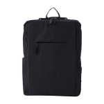 Polyester rugzak voor laptop 15'' met USB kleur zwart eerste weergave