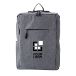 Polyester rugzak voor laptop 15'' met USB kleur grijs met jouw bedrukking