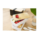 Dubbele lunchbox met intern tussenschot en bestek 800ml zesde weergave