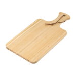 Traditionele snijplank met logo met handvat en touw Gastro kleur hout derde weergave