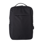 Gerecyclede 16'' laptoprugzakken met USB Power RPET kleur zwart eerste weergave