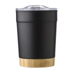 RVS mok met bamboe basis en klikdeksel 300ml kleur zwart eerste weergave