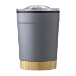 RVS mok met bamboe basis en klikdeksel 300ml kleur grijs eerste weergave