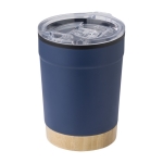 RVS mok met bamboe basis en klikdeksel 300ml kleur marineblauw tweede weergave