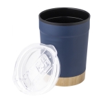 RVS mok met bamboe basis en klikdeksel 300ml kleur marineblauw derde weergave