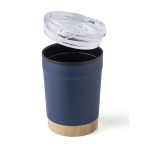 RVS mok met bamboe basis en klikdeksel 300ml kleur marineblauw vierde weergave