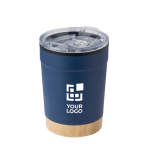 RVS mok met bamboe basis en klikdeksel 300ml met jouw bedrukking