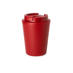 Dubbelwandige, gerecyclede plastic afhaalbeker van 300 ml kleur rood  negende weergave