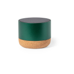 Speaker van gerecycled aluminium met kurken voet 3W vermogen kleur groen  negende weergave