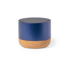 Speaker van gerecycled aluminium met kurken voet 3W vermogen kleur marineblauw  negende weergave