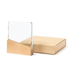 Glasplaat met houten voet in doosje met magneetsluiting kleur doorzichtig derde weergave