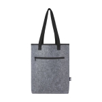 Thermos boodschappentas van gerecycled vilt met klittenbandsluiting kleur grijs tweede weergave voorkant