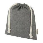 Middelgrote tas van gerecycled GRS-katoen met trekkoordsluiting 150 g/m2 kleur zwart