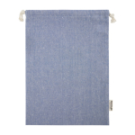 Grote tas van gerecycled GRS-katoen met trekkoordsluiting 150 g/m2 kleur blauw tweede weergave achterkant