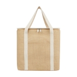 Grote jute isothermische tas met voorvak 300 g/m2 kleur naturel tweede weergave voorkant