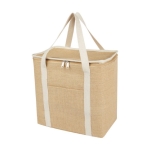 Grote jute isothermische tas met voorvak 300 g/m2 kleur naturel
