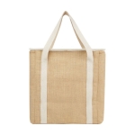 Grote jute isothermische tas met voorvak 300 g/m2 kleur naturel tweede weergave achterkant