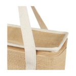 Grote jute isothermische tas met voorvak 300 g/m2 kleur naturel weergave detail 1