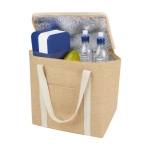 Grote jute isothermische tas met voorvak 300 g/m2 kleur naturel tweede weergave