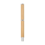 Bamboe balpen en rollerballset met koperen details kleur naturel derde weergave achterkant