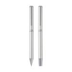Aluminium balpen en rollerball met chromen accessoires kleur zilver tweede weergave voorkant