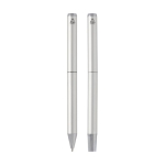 Aluminium balpen en rollerball met chromen accessoires kleur zilver tweede weergave achterkant