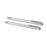 Aluminium balpen en rollerball met chromen accessoires kleur zilver tweede weergave
