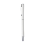 Aluminium balpen en rollerball met chromen accessoires kleur zilver tweede weergave met zijkant