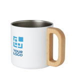 Mok van gerecycled staal met isolatie en houten handvat 360 ml met afdrukgebied
