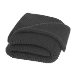 Gebreide deken van gerecycled polyester met label en lint kleur zwart tweede weergave