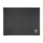 Gebreide deken van gerecycled polyester met label en lint kleur zwart