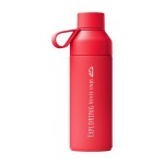 Thermosfles van staal en kunststof met glazen dop 500 ml Ocean Bottle kleur rood weergave bedrukking logo 2