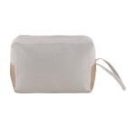 Fairtrade katoenen toilettas met jute basis en handgreep 220 g/m2 kleur naturel gedetailleerde weergave
