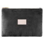 Fluwelen toilettas met gouden details op de rits en trekker kleur zwart zesde weergave