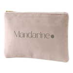 Fluwelen toilettas met gouden details op de rits en trekker kleur naturel vierde weergave