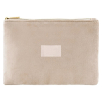 Fluwelen toilettas met gouden details op de rits en trekker kleur naturel zesde weergave